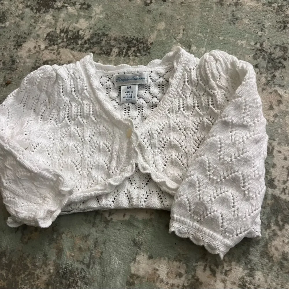 Ralph Lauren baby cardigan white size 6 month